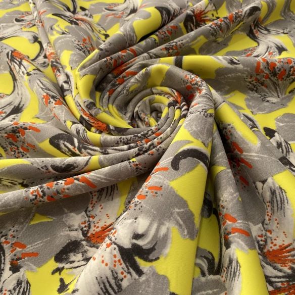 Tecido Neoprene Estampada Floral Amarelo • Luema Tecidos