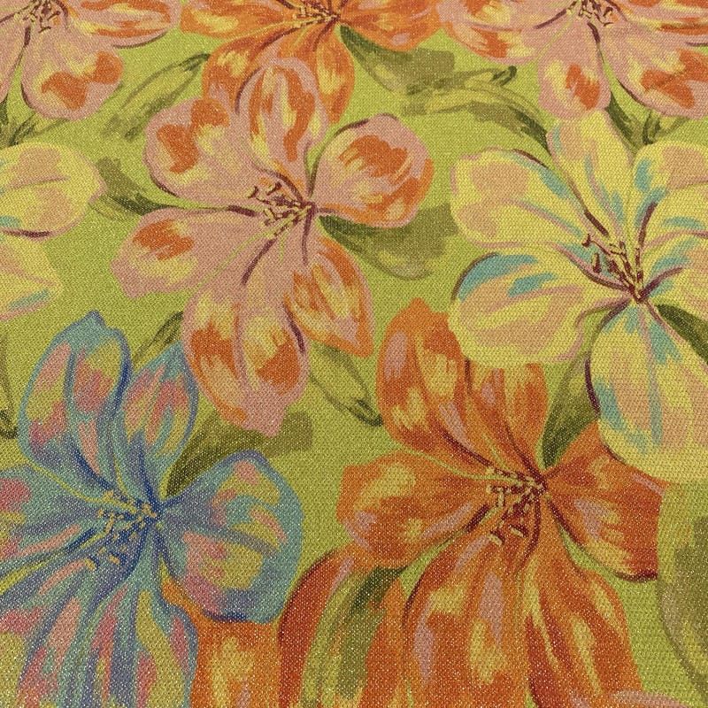 Tecido Malha Lurex Estampado Floral Colorido • Luema Tecidos