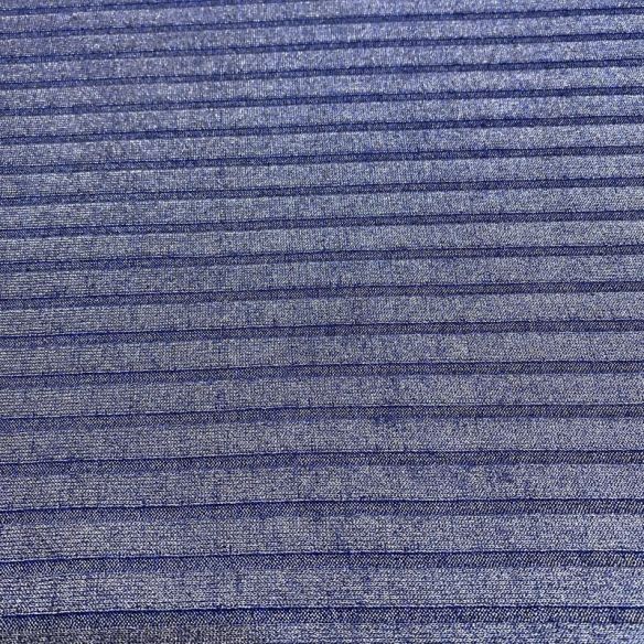 Tecido Malha Lurex Canelada Azul • Luema Tecidos