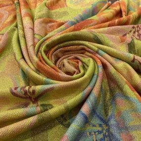 Tecido Malha Lurex Estampado Floral Colorido • Luema Tecidos 2