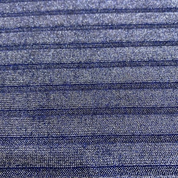 Tecido Malha Lurex Canelada Azul • Luema Tecidos