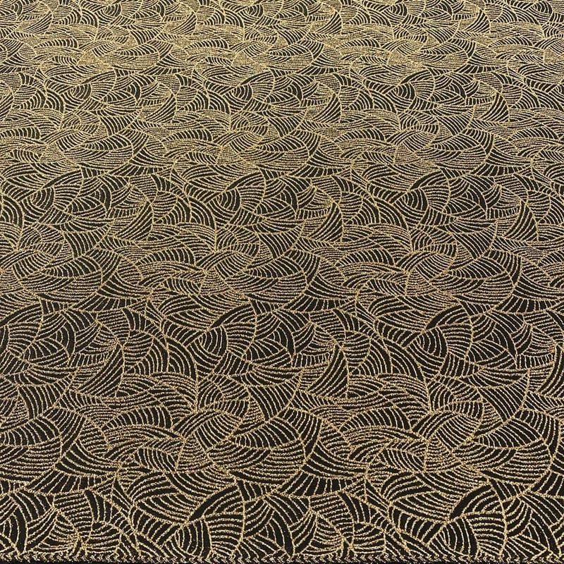 Tecido Malha Lurex Dourado Fundo Preto • Luema Tecidos
