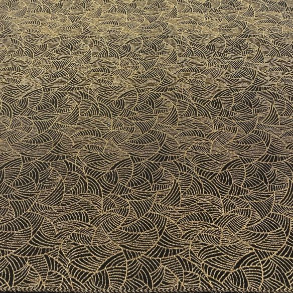 Tecido Malha Lurex Dourado Fundo Preto • Luema Tecidos