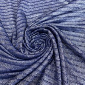 Tecido Malha Lurex Canelada Azul • Luema Tecidos