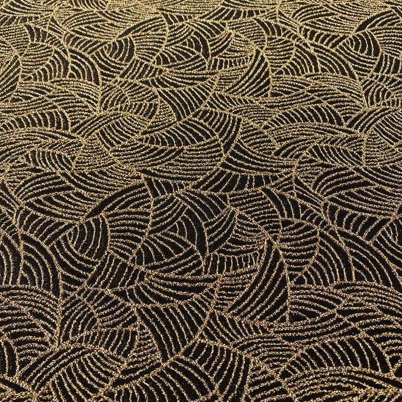 Tecido Malha Lurex Dourado Fundo Preto • Luema Tecidos