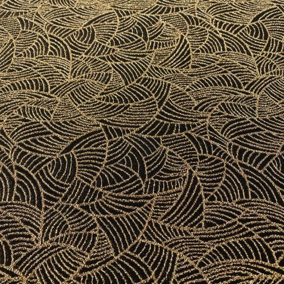 Tecido Malha Lurex Dourado Fundo Preto • Luema Tecidos