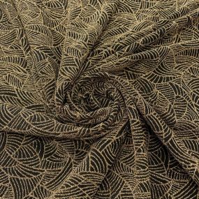 Tecido Malha Lurex Dourado Fundo Preto Tecido Malha Lurex Dourado Fundo Preto • Luema Tecidos