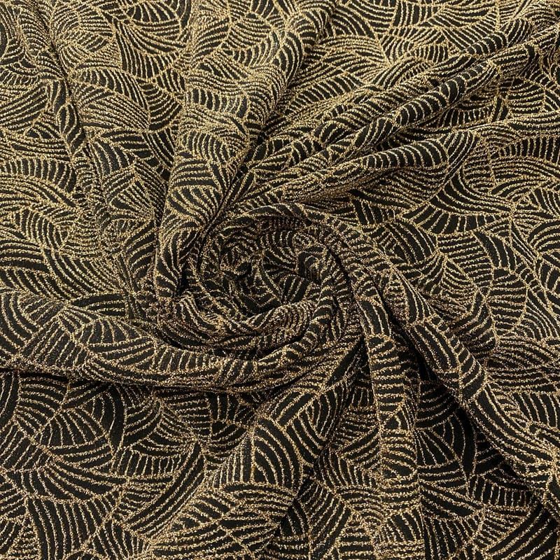 Tecido Malha Lurex Dourado Fundo Preto • Luema Tecidos