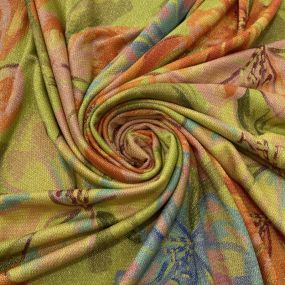 Tecido Malha Lurex Estampado Floral Colorido • Luema Tecidos