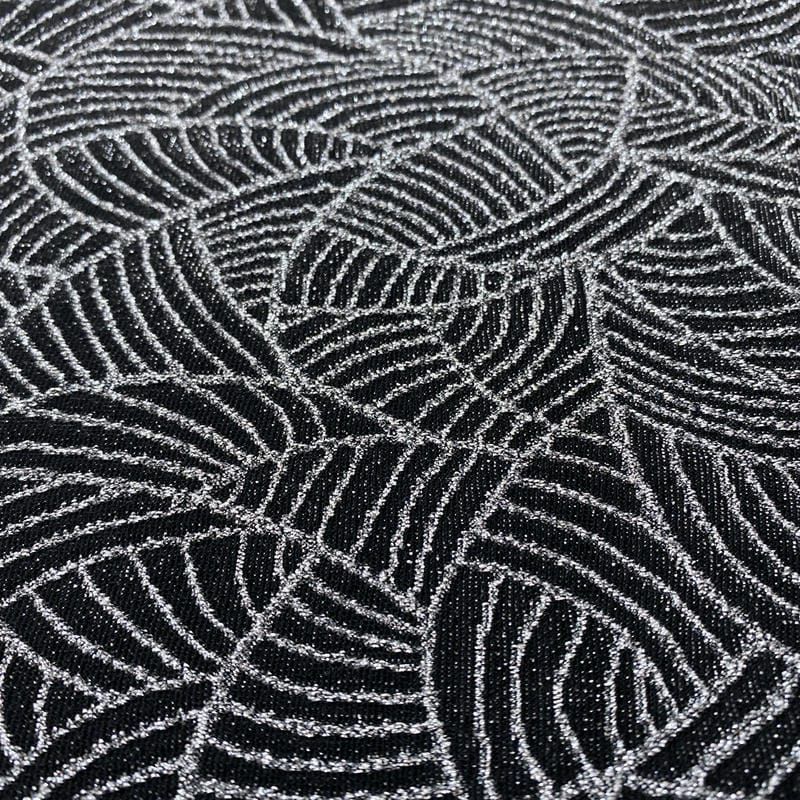 Tecido Malha Lurex Prata Fundo Preto • Luema Tecidos