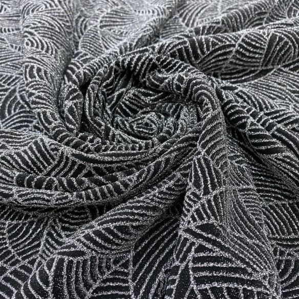 Tecido Malha Lurex Prata Fundo Preto • Luema Tecidos