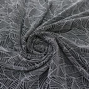 Tecido Malha Lurex Prata Fundo Preto Tecido Malha Lurex Prata Fundo Preto • Luema Tecidos