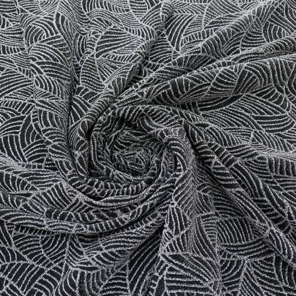 Tecido Malha Lurex Prata Fundo Preto • Luema Tecidos