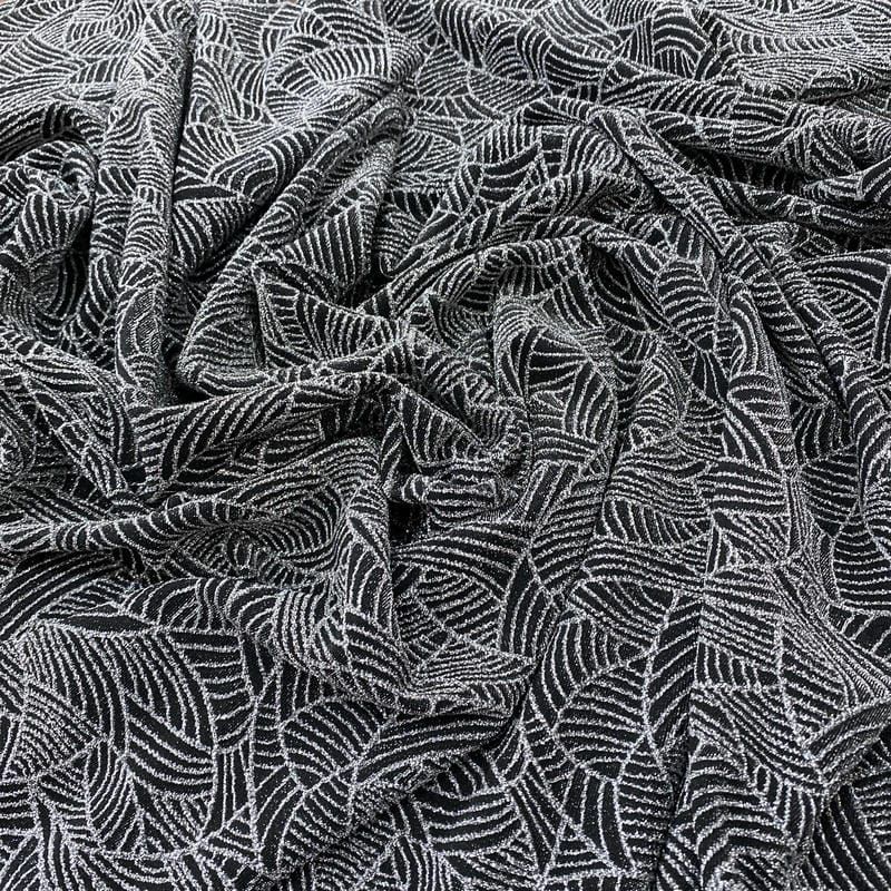 Tecido Malha Lurex Prata Fundo Preto • Luema Tecidos