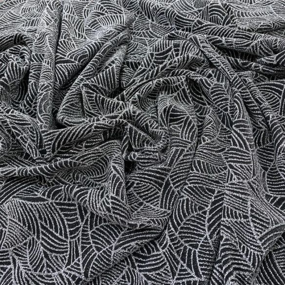 Tecido Malha Lurex Prata Fundo Preto • Luema Tecidos