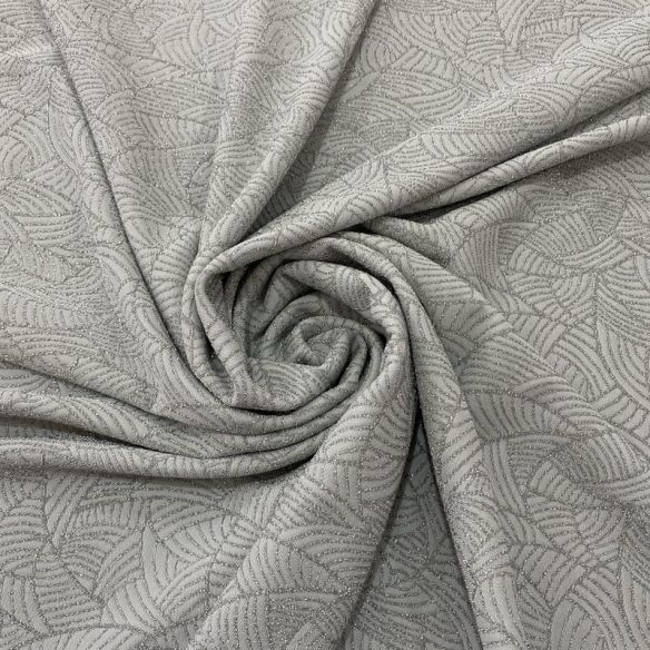 Tecido Malha Lurex Prata Fundo Cinza Claro • Luema Tecidos