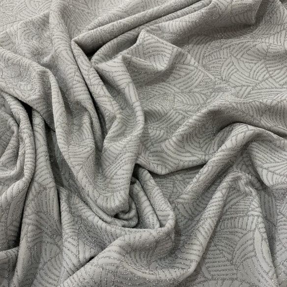 Tecido Malha Lurex Prata Fundo Cinza Claro • Luema Tecidos