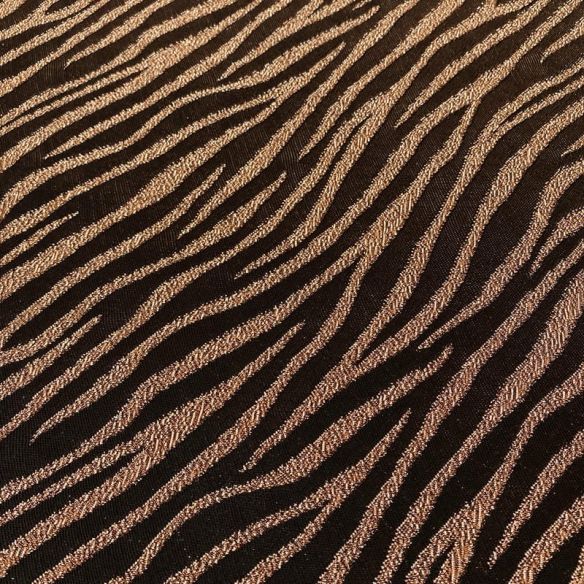 Tecido Malha Lurex Zebra Dourado Fundo Preto • Luema Tecidos