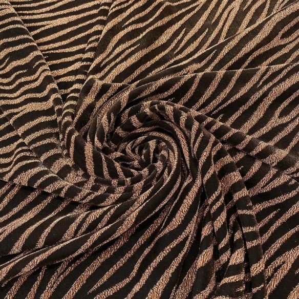 Tecido Malha Lurex Zebra Dourado Fundo Preto • Luema Tecidos