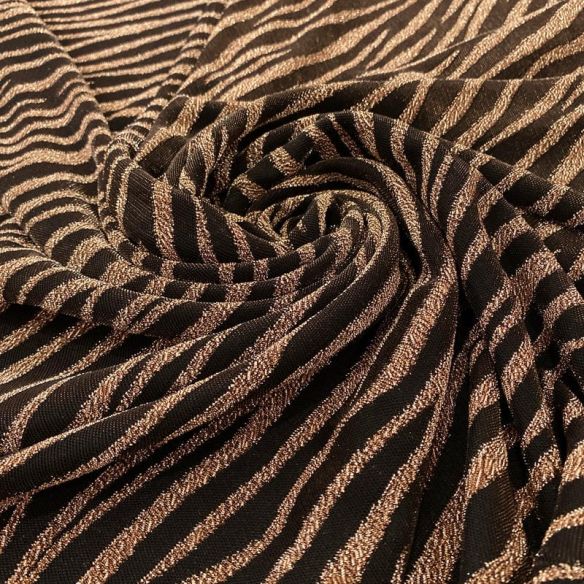 Tecido Malha Lurex Zebra Dourado Fundo Preto • Luema Tecidos