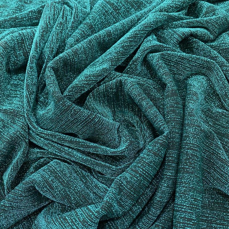 Tecido Malha Lurex Green Turquoise • Luema Tecidos