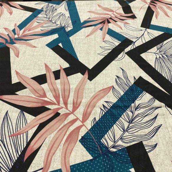 Tecido Viscolycra Estampada Abs Quadros e Folhagens • Luema Tecidos