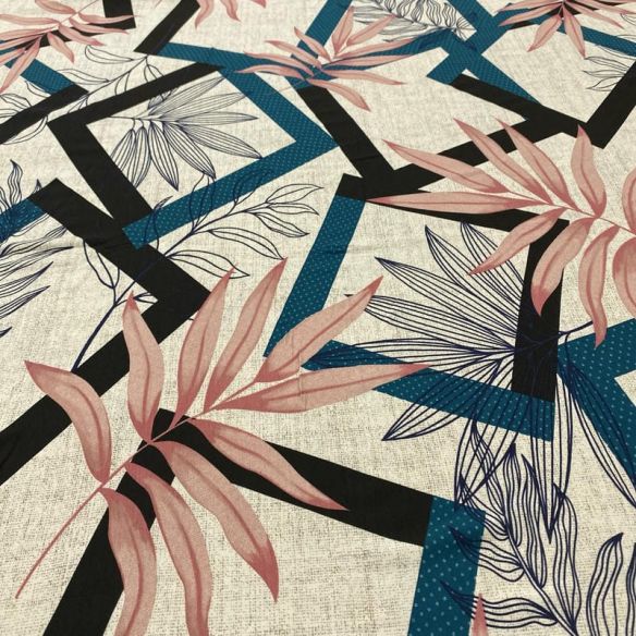 Tecido Viscolycra Estampada Abs Quadros e Folhagens • Luema Tecidos