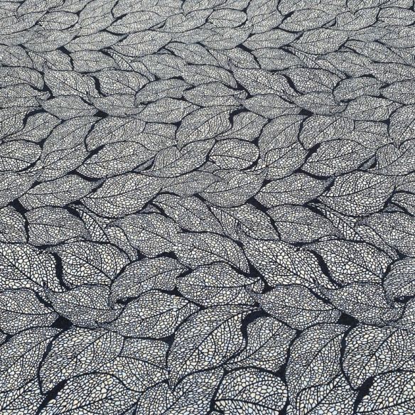 Tecido Liganete Estampada Folhagens Fundo Azul • Luema Tecidos