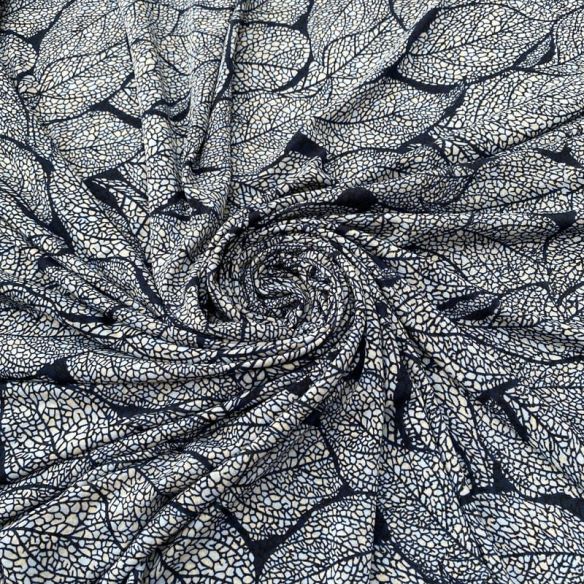 Tecido Liganete Estampada Folhagens Fundo Azul • Luema Tecidos