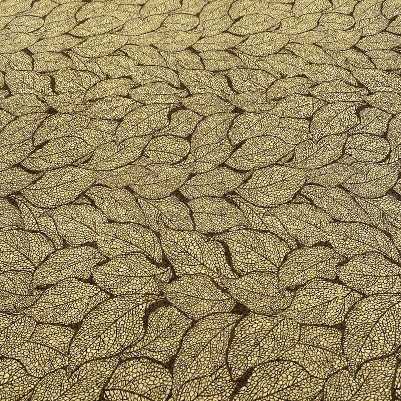 Tecido Liganete Estampada Folhagens Fundo Mostarda • Luema Tecidos