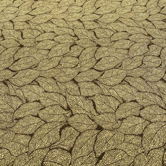 Tecido Liganete Estampada Folhagens Fundo Mostarda • Luema Tecidos