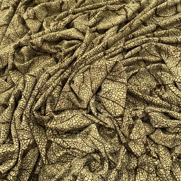 Tecido Liganete Estampada Folhagens Fundo Mostarda • Luema Tecidos