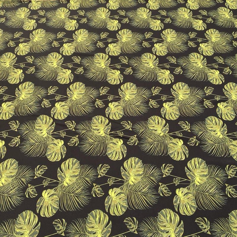 Tecido Malha Fluity Estampada Folhagens Verde • Luema Tecidos