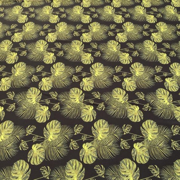 Tecido Malha Fluity Estampada Folhagens Verde • Luema Tecidos