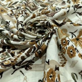 Tecido Viscolinho Estampado Floral Boho Terracota e Verde • Luema 2