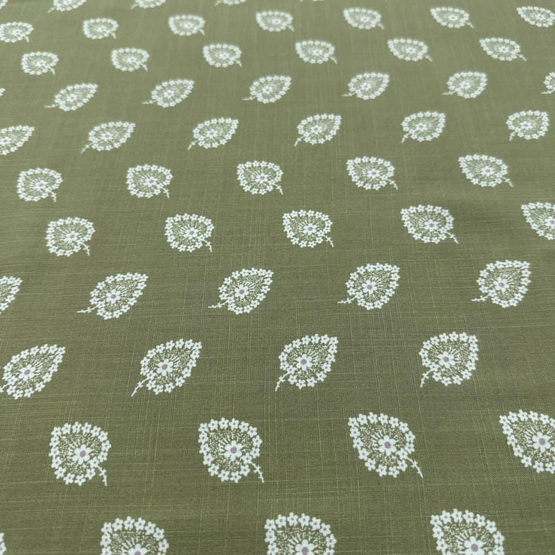 Tecido Viscolinho Estampado Mini-Cashmere Oliva • Luema Tecidos