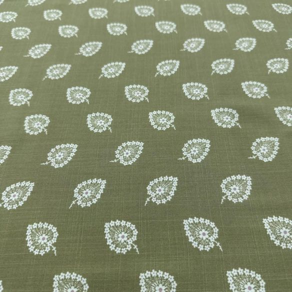 Tecido Viscolinho Estampado Mini-Cashmere Oliva • Luema Tecidos