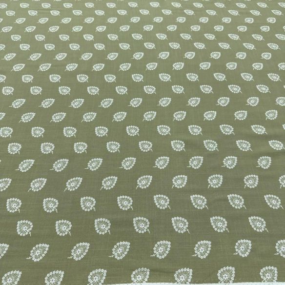 Tecido Viscolinho Estampado Mini-Cashmere Oliva • Luema Tecidos