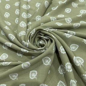 Tecido Viscolinho Estampado Mini-Cashmere Oliva • Luema Tecidos