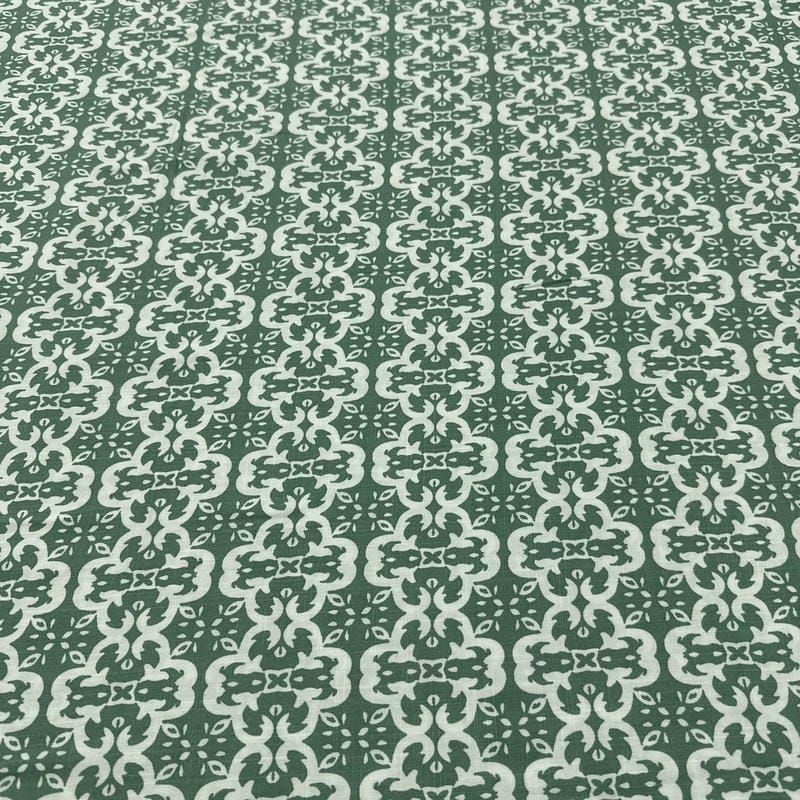 Tecido Viscolinho Estampado Mourisco Sálvia • Luema Tecidos