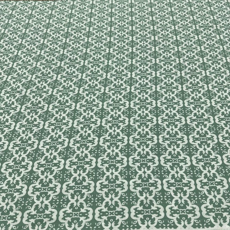 Tecido Viscolinho Estampado Mourisco Sálvia • Luema Tecidos