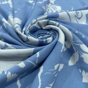 Tecido Viscolinho Estampado Rosas Azulejo • Luema Tecidos 2