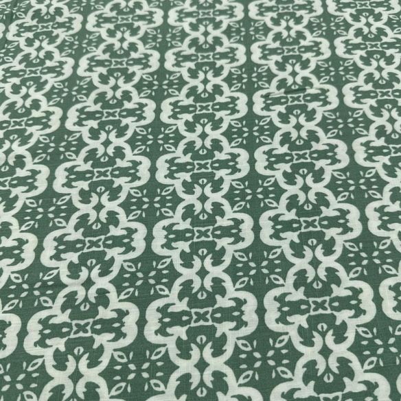 Tecido Viscolinho Estampado Mourisco Sálvia • Luema Tecidos