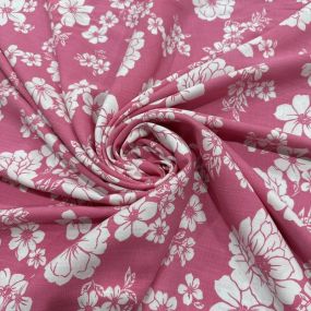 Tecido Viscolinho Estampado Jardim Pop Pink • Luema Tecidos