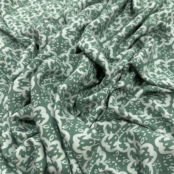 Tecido Viscolinho Estampado Mourisco Sálvia • Luema Tecidos