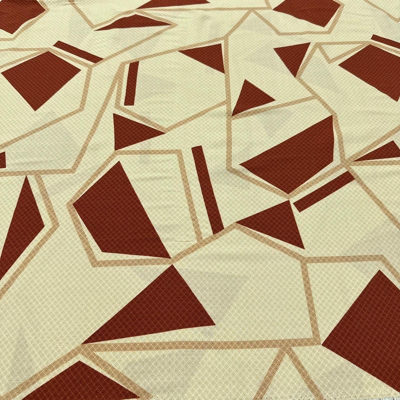 Tecido Viscolinho Estampado Fragmentos Terracota • Luema Tecidos