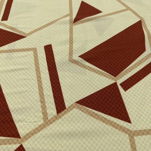 Tecido Viscolinho Estampado Fragmentos Terracota • Luema Tecidos