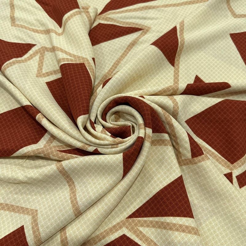 Tecido Viscolinho Estampado Fragmentos Terracota