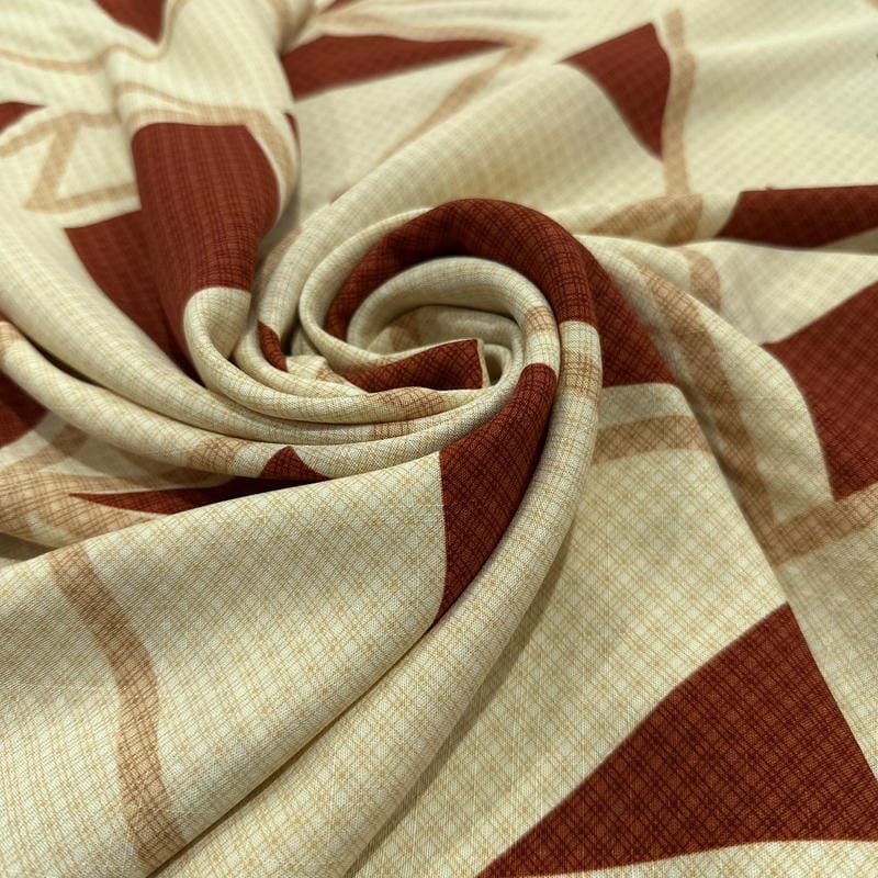 Tecido Viscolinho Estampado Fragmentos Terracota • Luema Tecidos