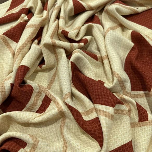 Tecido Viscolinho Estampado Fragmentos Terracota • Luema Tecidos